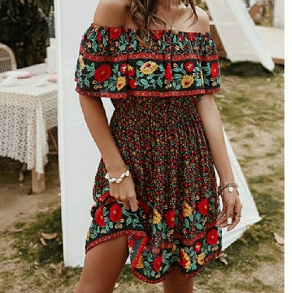 BEAUTIFUL ETHNIC, OFF THE SHOULDER DRESS🦋
